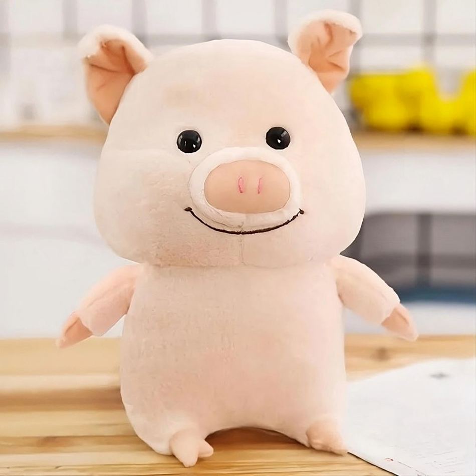 Peluche cochon joyeux rose douce câlin enfant La compagnie de la peluche