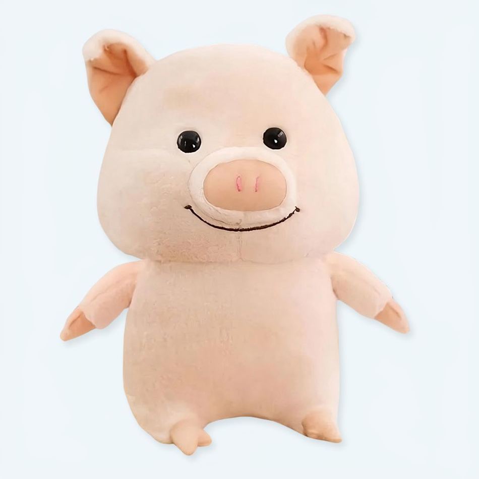 Peluche cochon joyeux rose douce câlin enfant La compagnie de la peluche