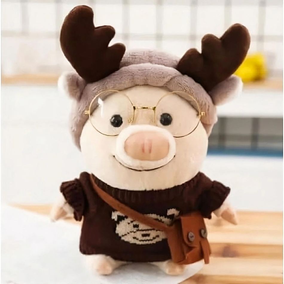 Peluche cochon renne douce hiver enfant câlin La compagnie de la peluche