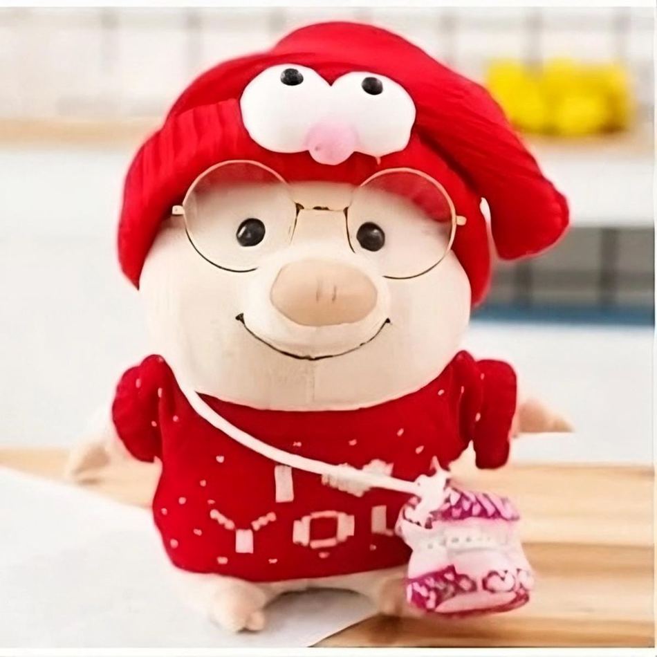 Peluche cochon rose tendre pull doux message romantique La compagnie de la peluche