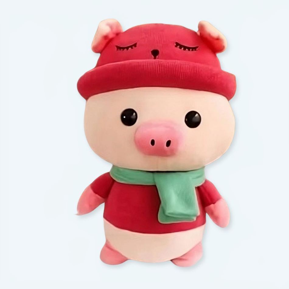 Peluche cochon tenue rouge douce et chaleureuse enfant 25cm La compagnie de la peluche