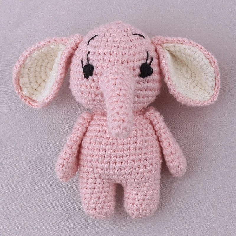 Peluche crochet éléphant tout rose