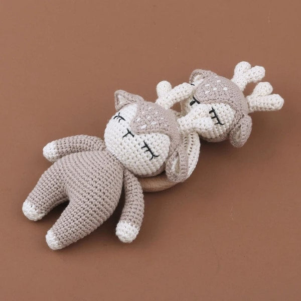 Peluche crochet faon gris