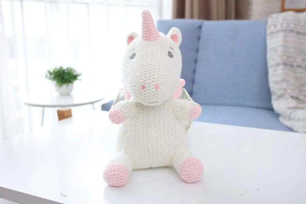 Peluche crochet licorne blanche