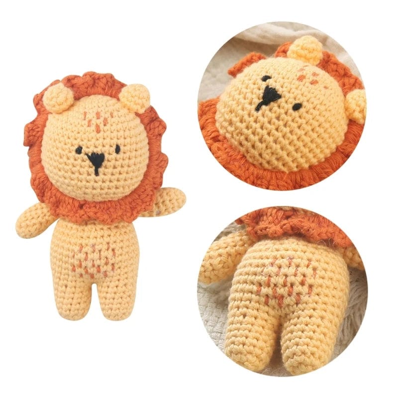 Peluche crochet lion à la crinière orange