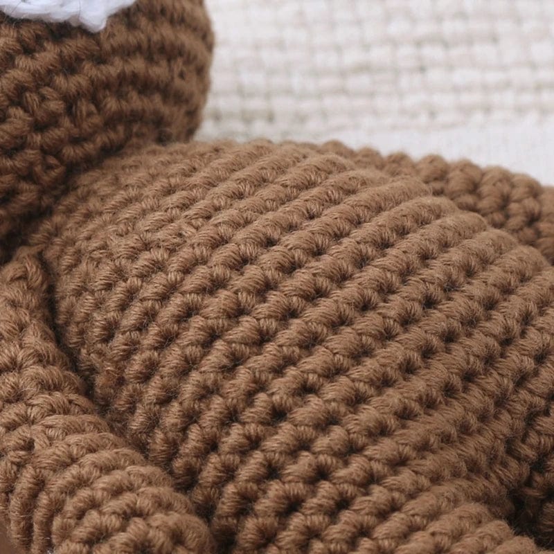 Peluche crochet ourson marron et blanc
