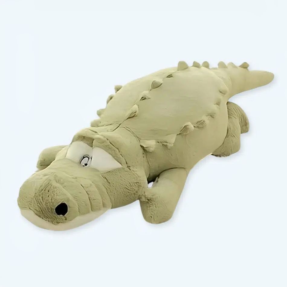 Peluche crocodile oreiller vert doux câlin enfant 90cm La compagnie de la peluche
