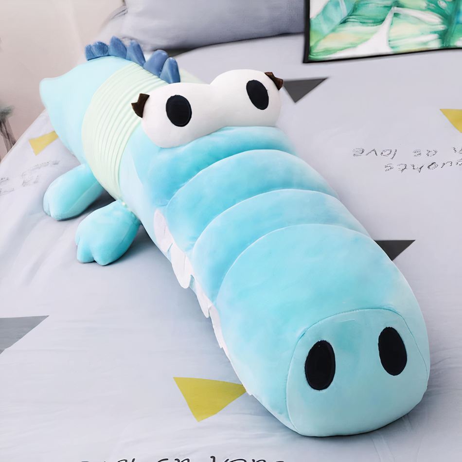 Peluche crocodile vert doux enfant câlin amusant bleu La compagnie de la peluche
