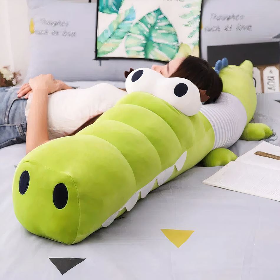 Peluche crocodile vert doux enfant câlin amusant vert La compagnie de la peluche
