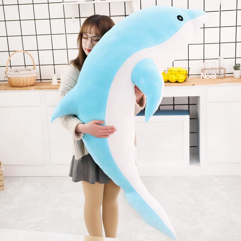 Peluche dauphin océan doux câlin enfant pelage bleu bleu / 160cm La compagnie de la peluche