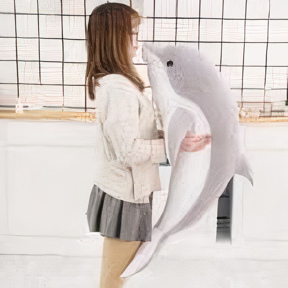 Peluche dauphin océan doux câlin enfant pelage bleu gris / 100cm La compagnie de la peluche