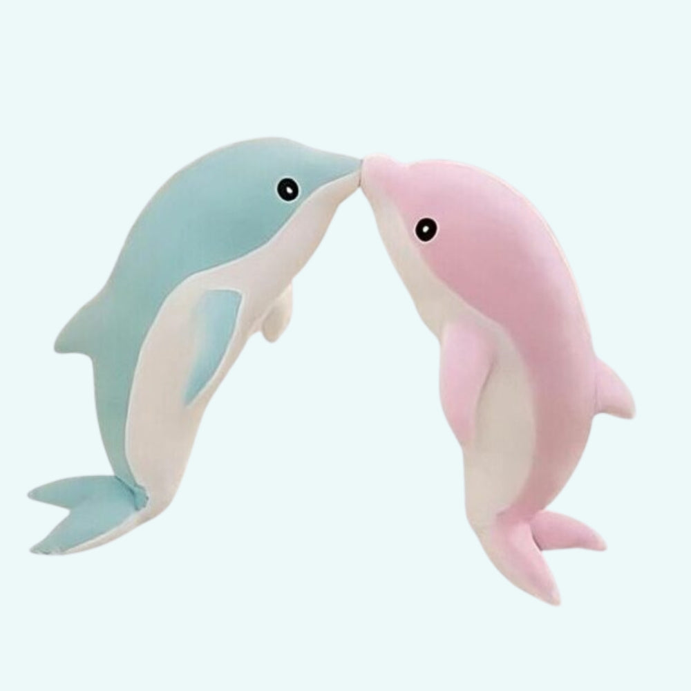 Peluche dauphin océan doux câlin enfant pelage bleu La compagnie de la peluche