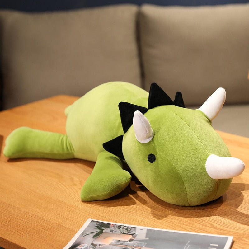 Peluche dinosaure avec crinière et cornes 35cm / Vert