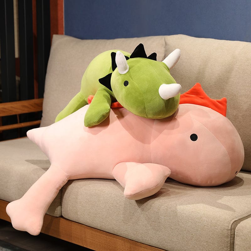 Peluche dinosaure avec crinière et cornes