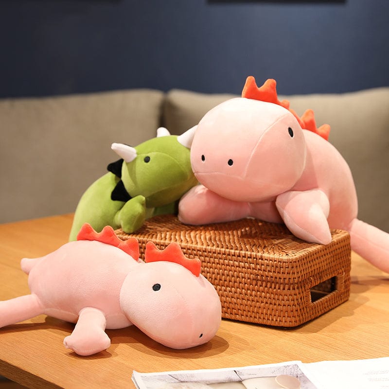 Peluche dinosaure avec crinière et cornes