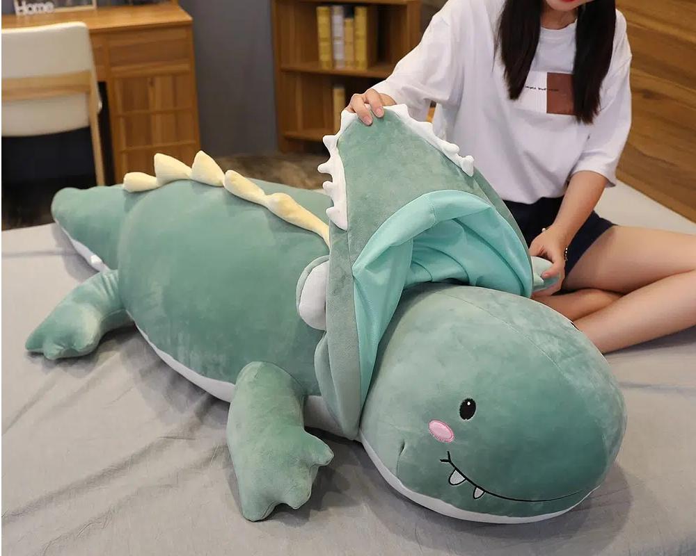 Peluche dinosaure bleu câlin enfant doux fantastique La compagnie de la peluche