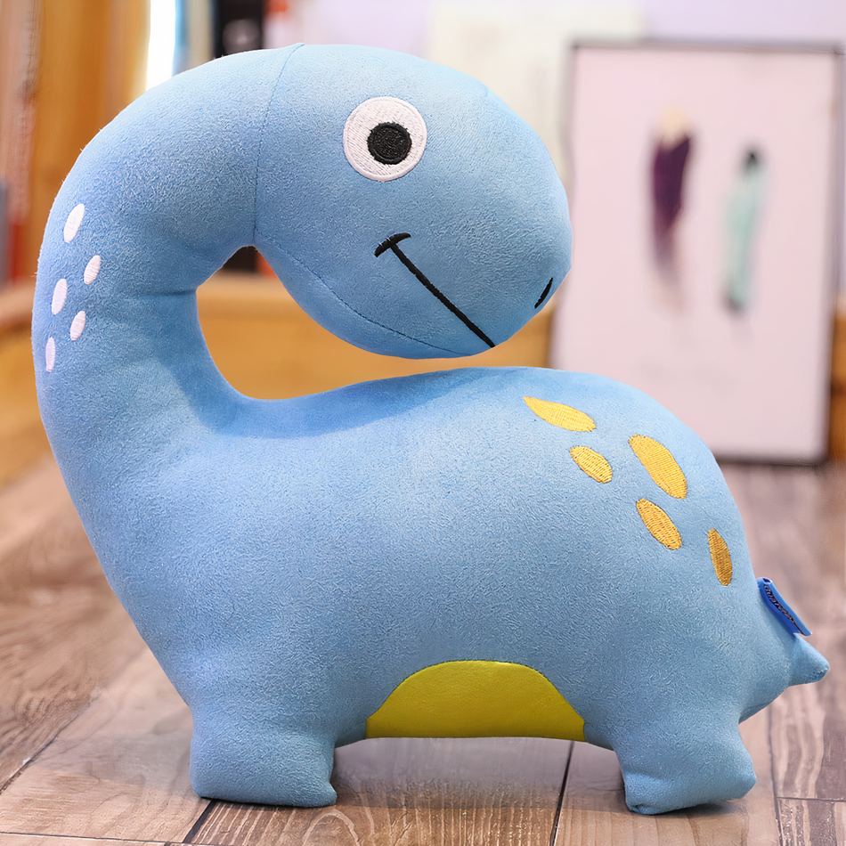 Peluche dinosaure bleu rigolo doux enfant cadeau La compagnie de la peluche