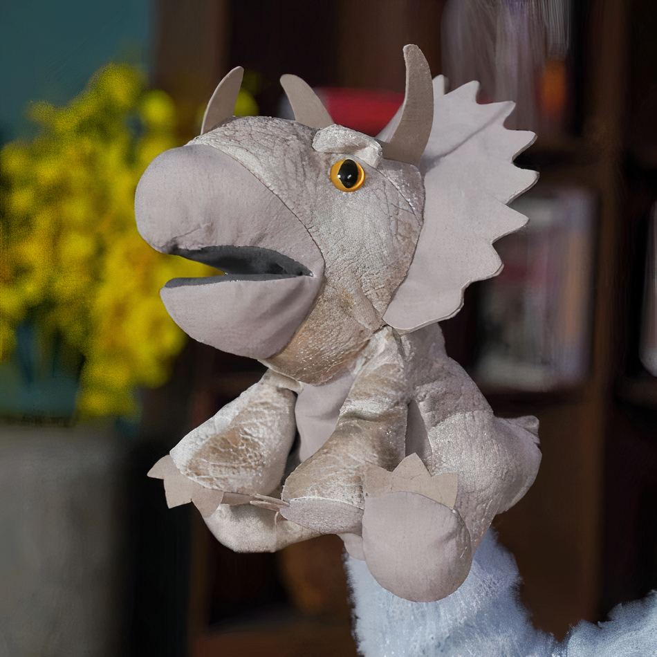 Peluche dinosaure marionnette douce enfant interactive La compagnie de la peluche