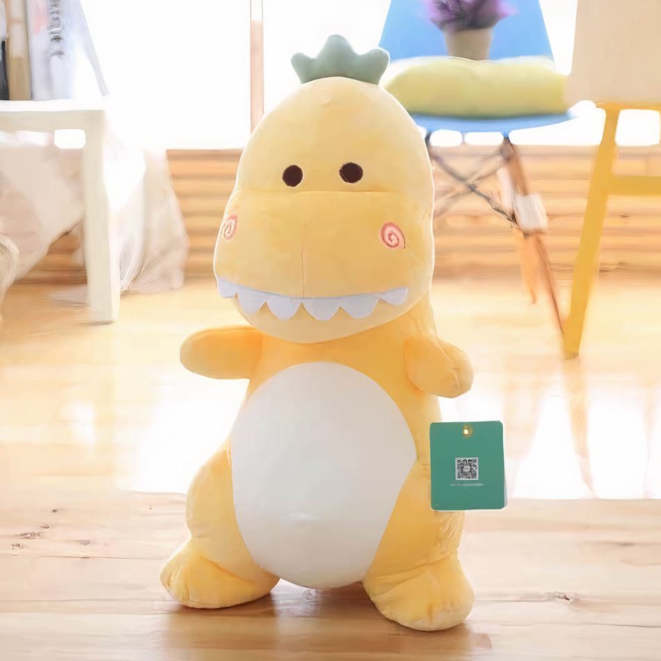 Peluche dinosaure rigolo vert doux enfant câlin 30cm / jaune La compagnie de la peluche