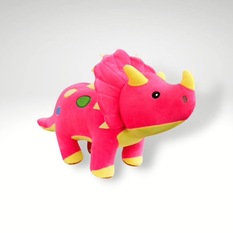 Peluche dinosaure triceratops aux couleurs vives 40cm / Rose