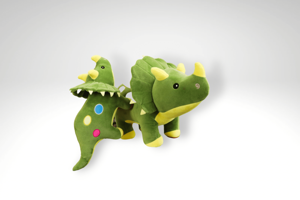 Peluche dinosaure triceratops aux couleurs vives