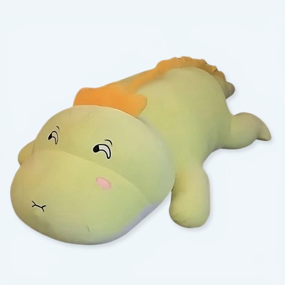 Peluche dinosaure vert clair compagnon tendre enfant 80cm La compagnie de la peluche