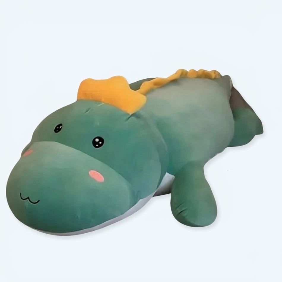 Peluche dinosaure vert doux enfant chambre déco 80cm La compagnie de la peluche