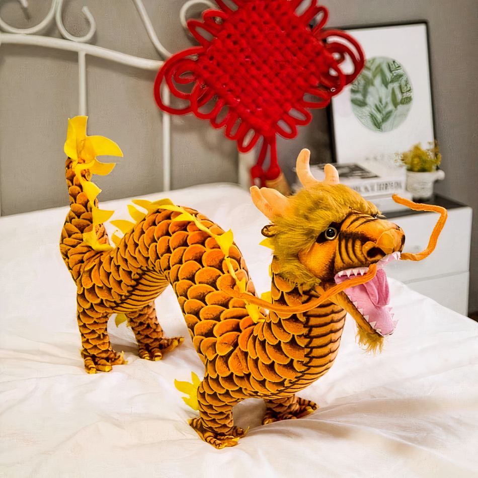 Peluche dragon chinois doux enfant aventure câlin La compagnie de la peluche
