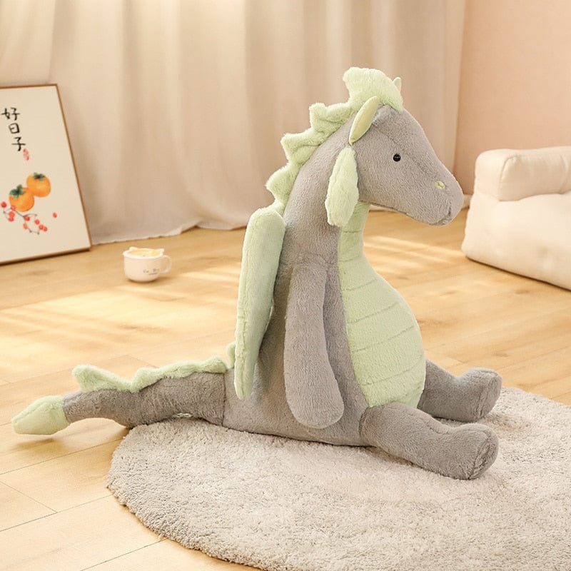 Peluche dragon doux assis 30cm / Gris