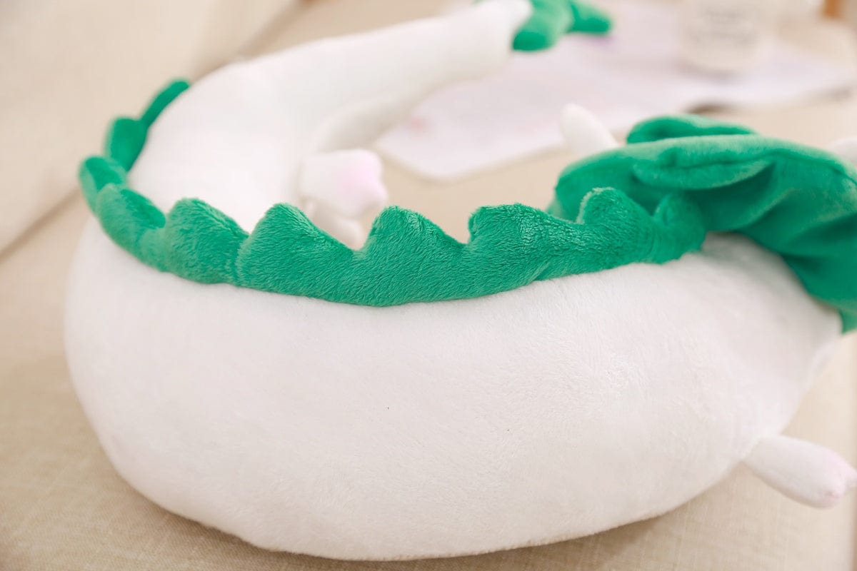 Peluche dragon long blanc et vert