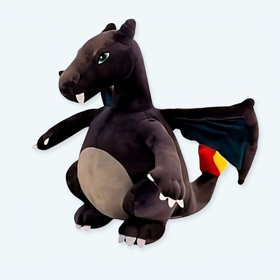 Peluche dragon noir géant doux pour enfant aventure 30cm La compagnie de la peluche