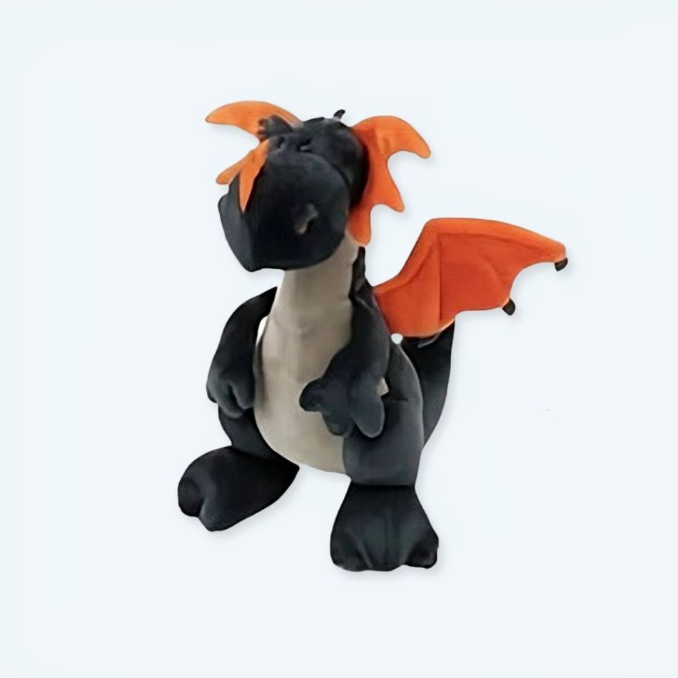 Peluche dragon noir velours magique enfant câlin 42cm La compagnie de la peluche