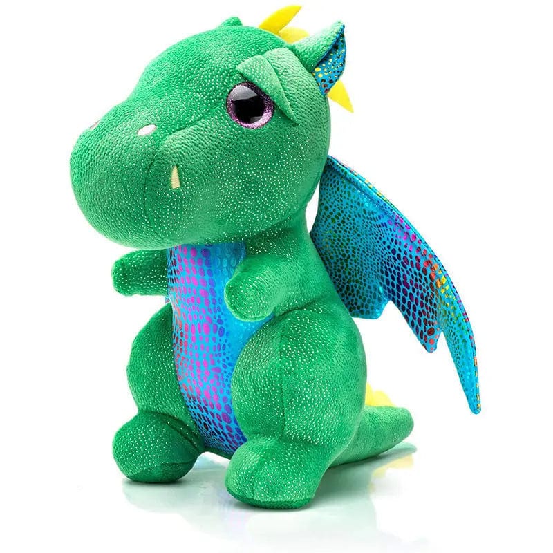 Peluche dragon vert au ventre brillant