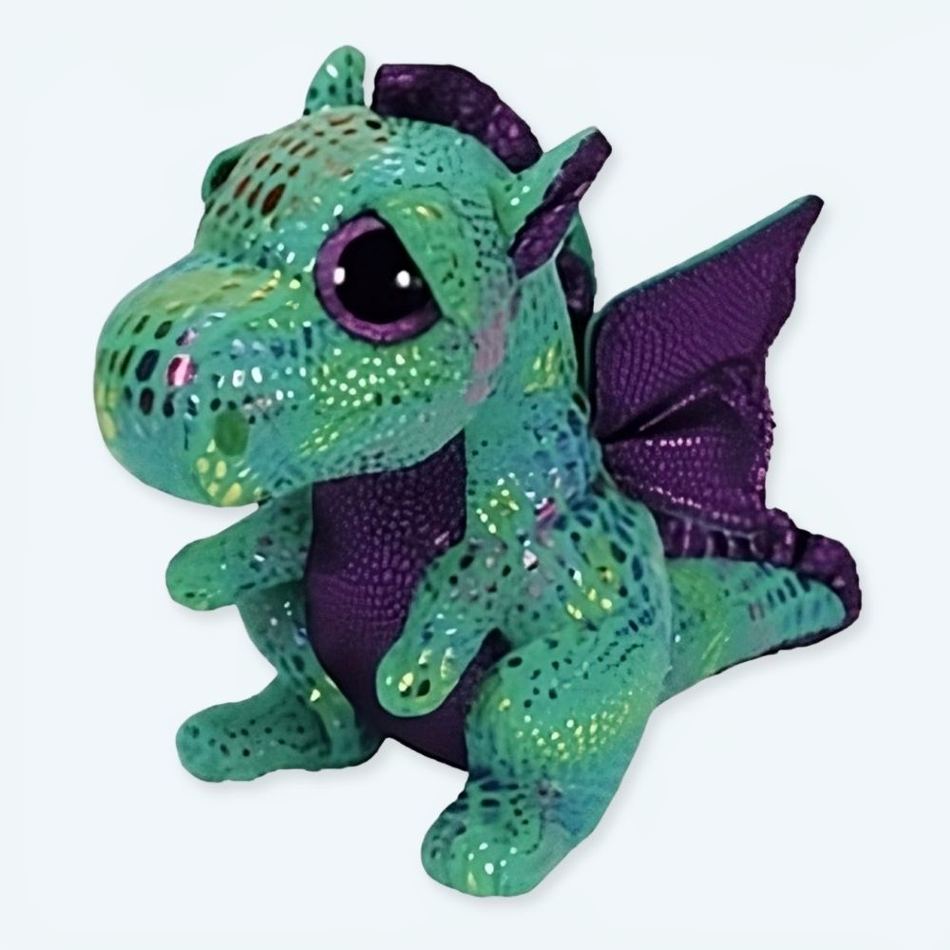 Peluche dragon vert violet doux enfant aventure fantasy La compagnie de la peluche