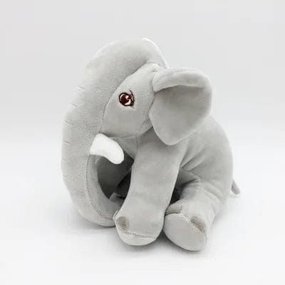 Peluche éléphant assis et content Gris