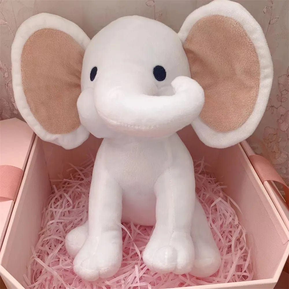 Peluche éléphant coloré avec sa trompe tordue