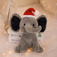 Peluche éléphant de noël avec sa trompe tordue Gris / 25cm