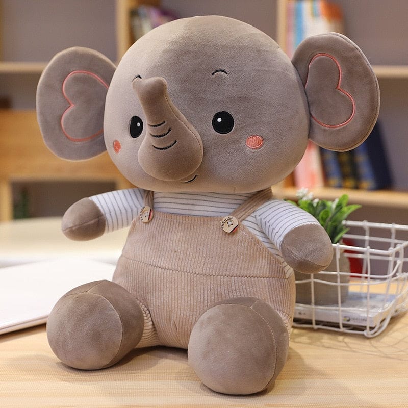 Peluche éléphant en blouse 23cm / Marron
