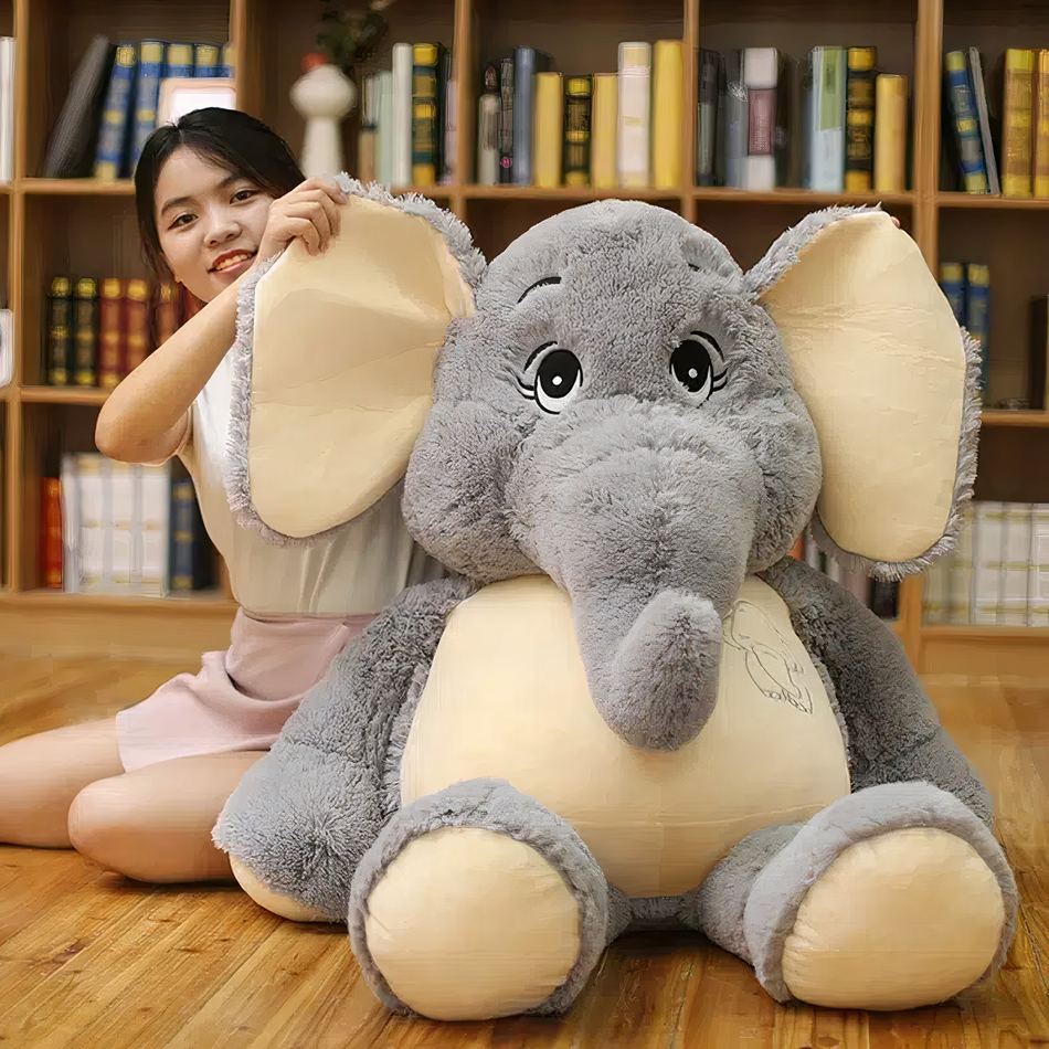 Peluche éléphant géant doux chambre enfant déco cozy La compagnie de la peluche
