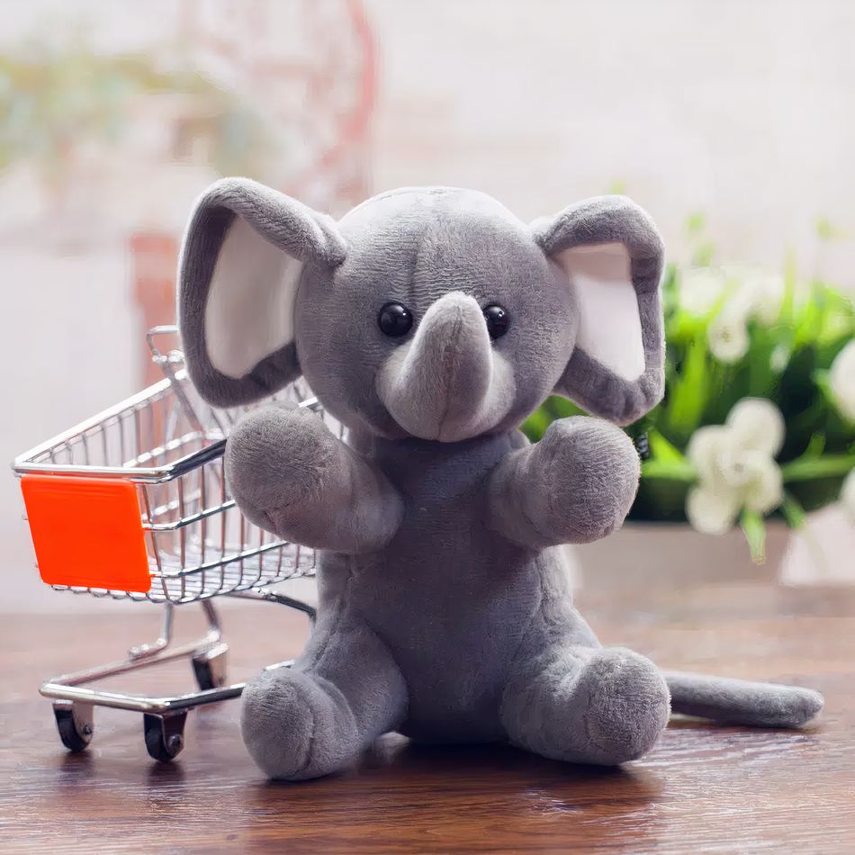 Peluche éléphant gris doux enfant câlin jungle La compagnie de la peluche
