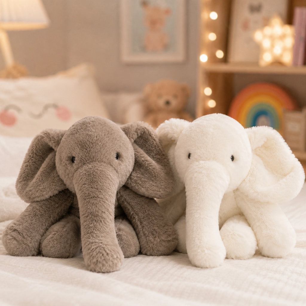 Peluche éléphant gris tout doux