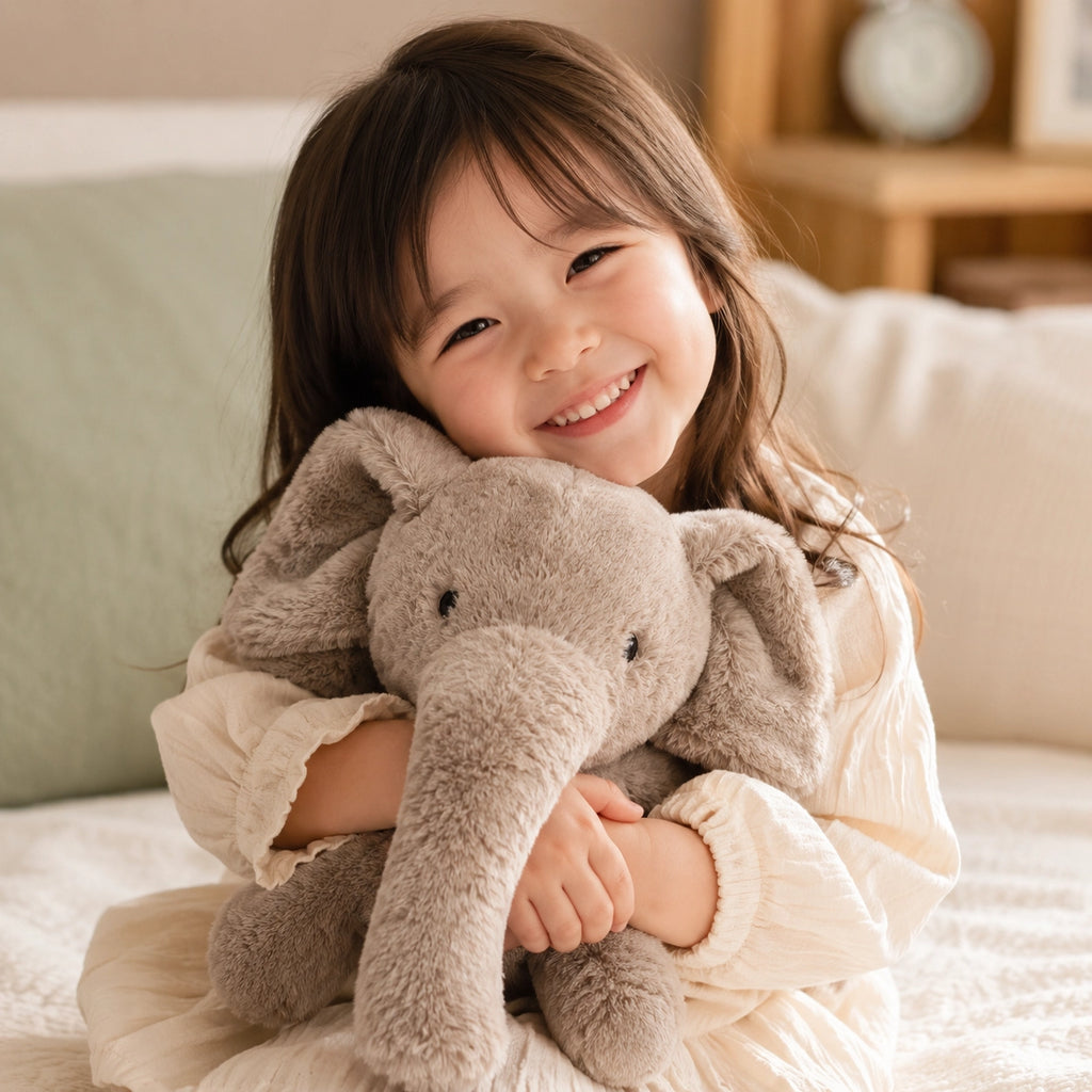 Peluche éléphant gris tout doux