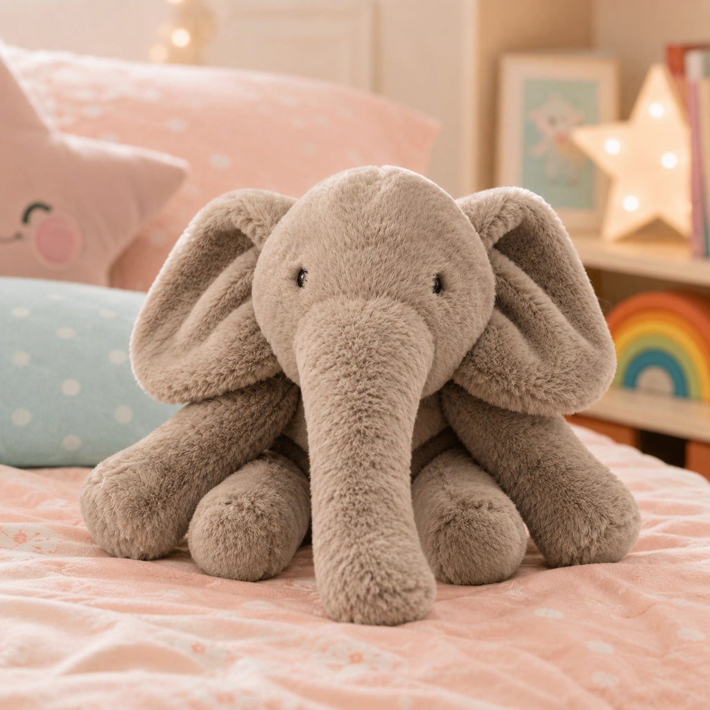 Peluche éléphant gris tout doux