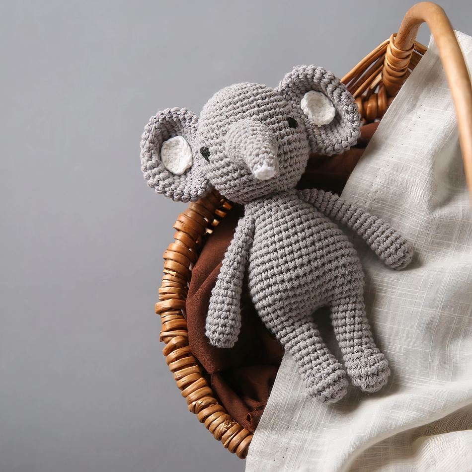 Peluche éléphant hochet tricot doux enfant jeux La compagnie de la peluche