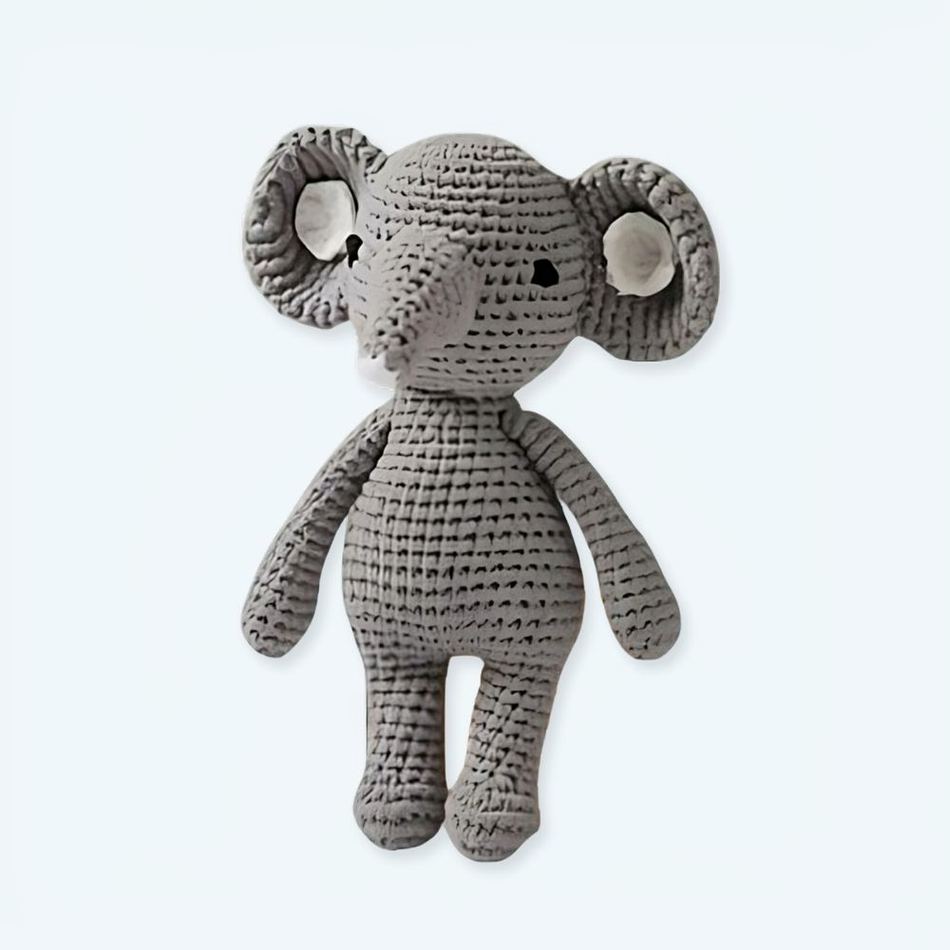 Peluche éléphant hochet tricot doux enfant jeux La compagnie de la peluche