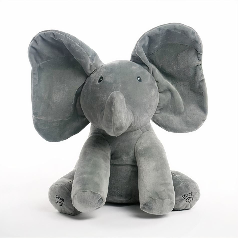 Peluche éléphant interactive douce éveil enfant gris-fonce La compagnie de la peluche