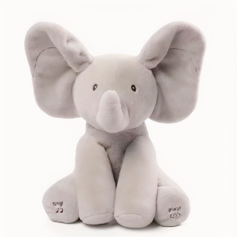 Peluche éléphant interactive douce éveil enfant gris La compagnie de la peluche