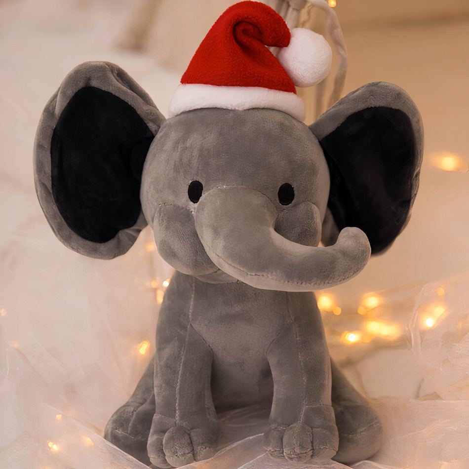Peluche éléphant Noël douce festive enfant câlin gris La compagnie de la peluche
