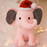 Peluche éléphant Noël douce festive enfant câlin rose La compagnie de la peluche