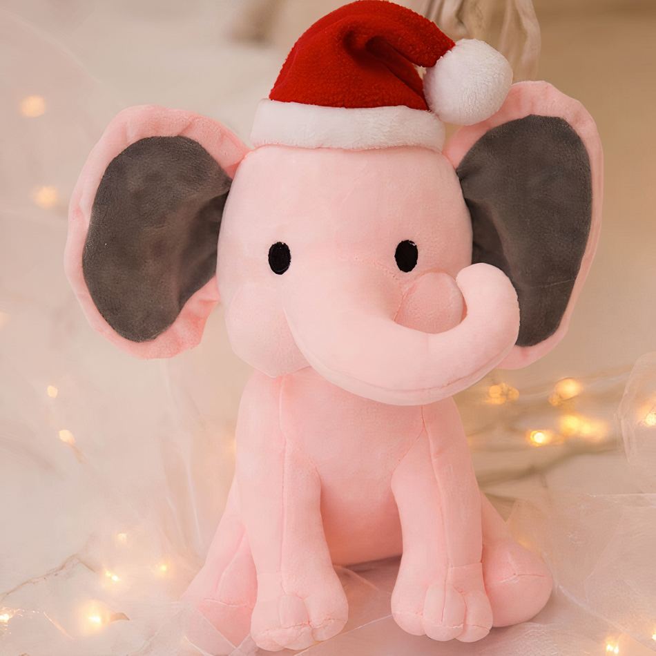 Peluche éléphant Noël douce festive enfant câlin rose La compagnie de la peluche